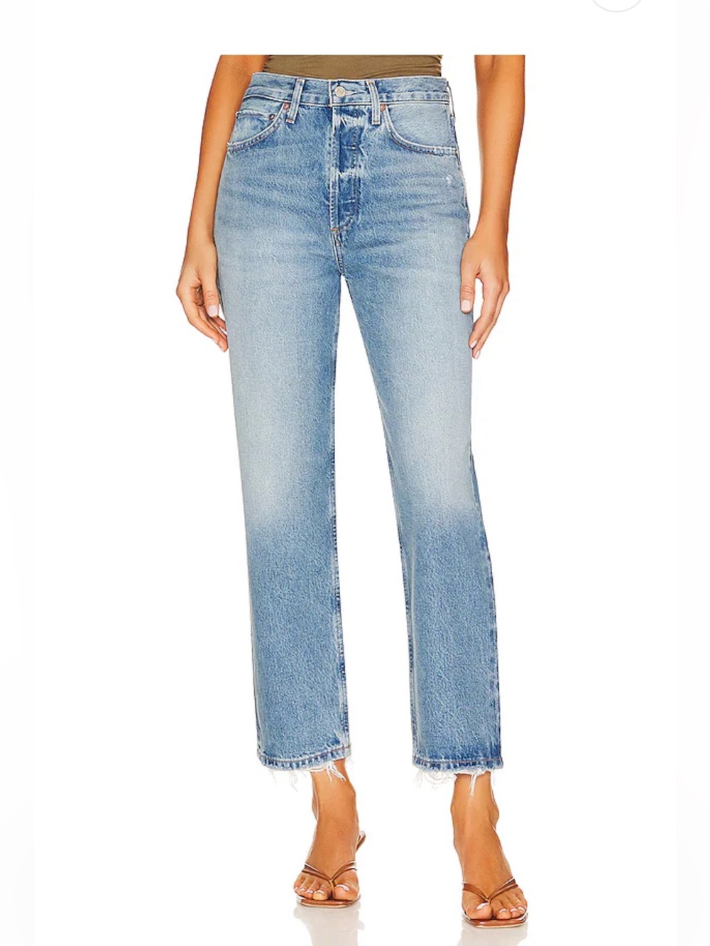 Agolde Light Blue Distressed High-Rise Jeans